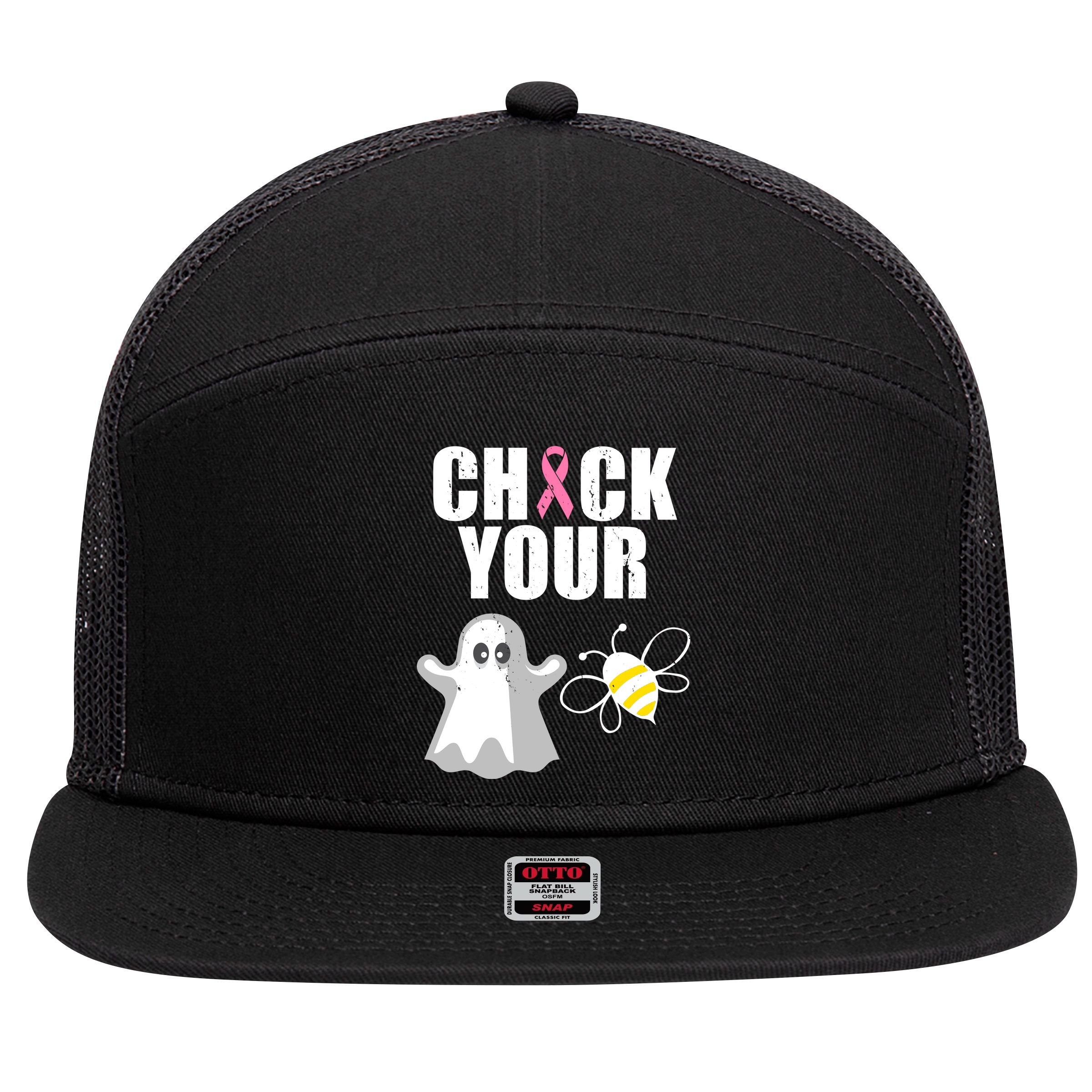 Check Your Boobies Breast Cancer Halloween 7 Panel Mesh Trucker Snapback Hat