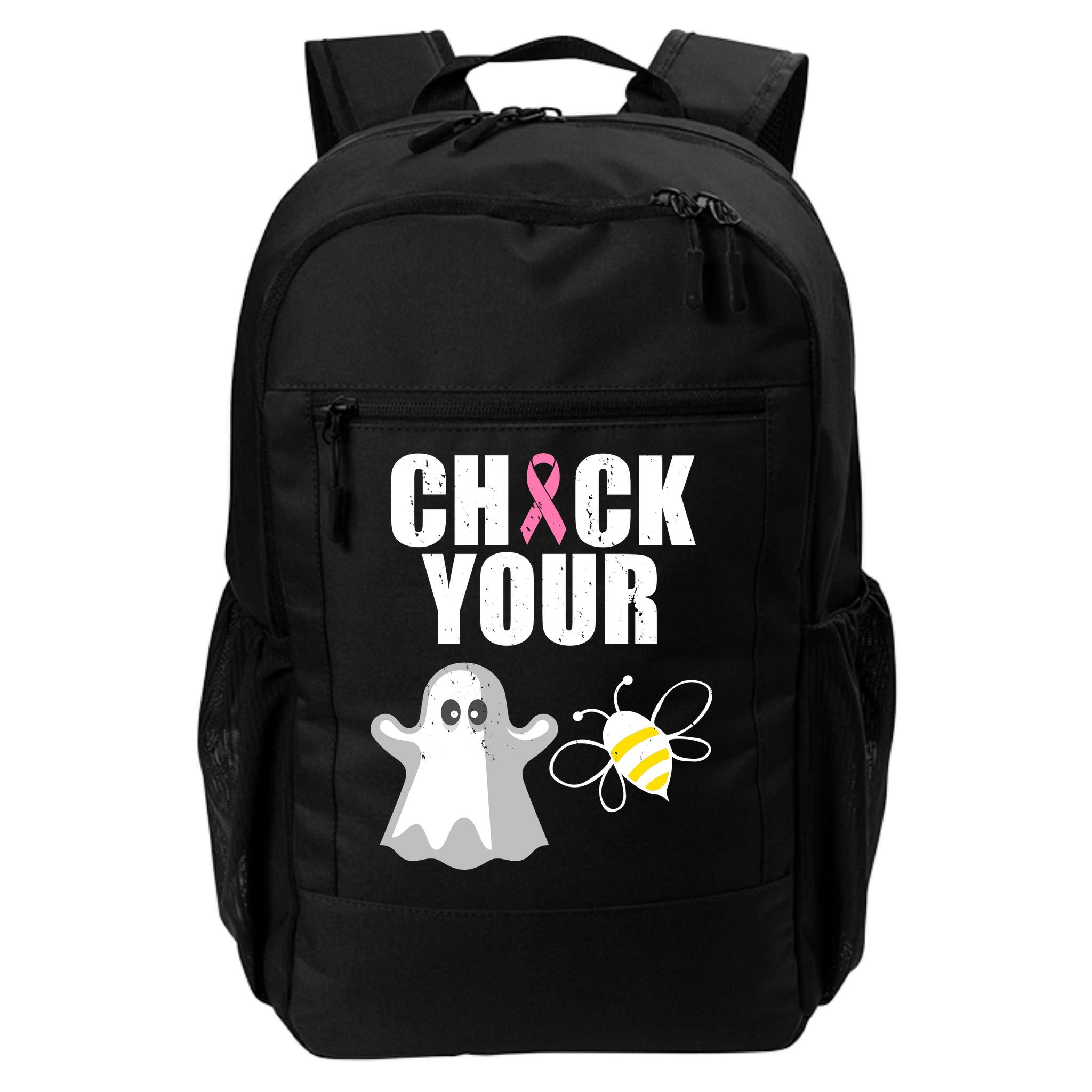 Check Your Boobies Breast Cancer Halloween Backpack