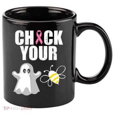 Check Your Boobies Breast Cancer Halloween 11oz C Handle Ceramic Mug