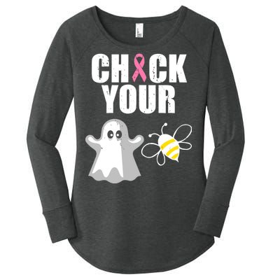 Check Your Boobies Breast Cancer Halloween Women's Perfect Tri Tunic Long Sleeve Shirt