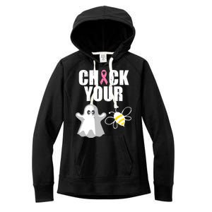 Check Your Boobies Breast Cancer Halloween Women's Fleece Hoodie