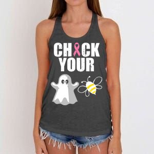 Check Your Boobies Breast Cancer Halloween Women's Knotted Racerback Tank