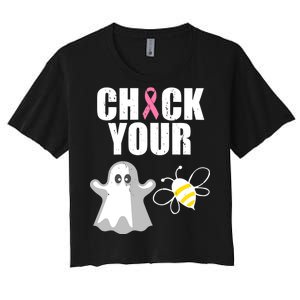 Check Your Boobies Breast Cancer Halloween Women's Crop Top Tee