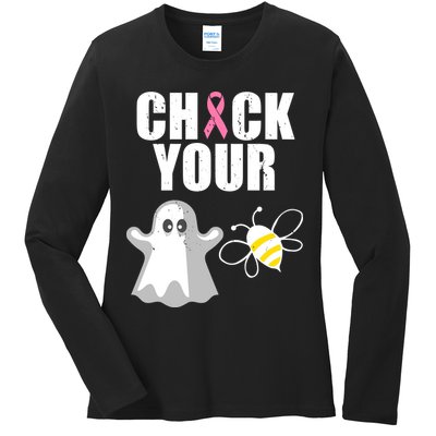 Check Your Boobies Breast Cancer Halloween Ladies Long Sleeve Shirt