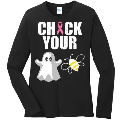 Check Your Boobies Breast Cancer Halloween Ladies Long Sleeve Shirt