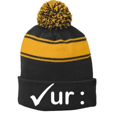 Check Your Colon Cancer Awareness Stripe Pom Pom Beanie