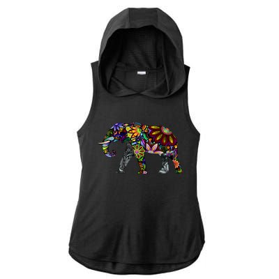 Cheerful Elephant Ladies PosiCharge Tri-Blend Wicking Draft Hoodie Tank