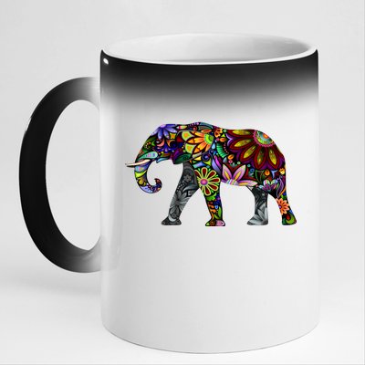 Cheerful Elephant 11oz Black Color Changing Mug