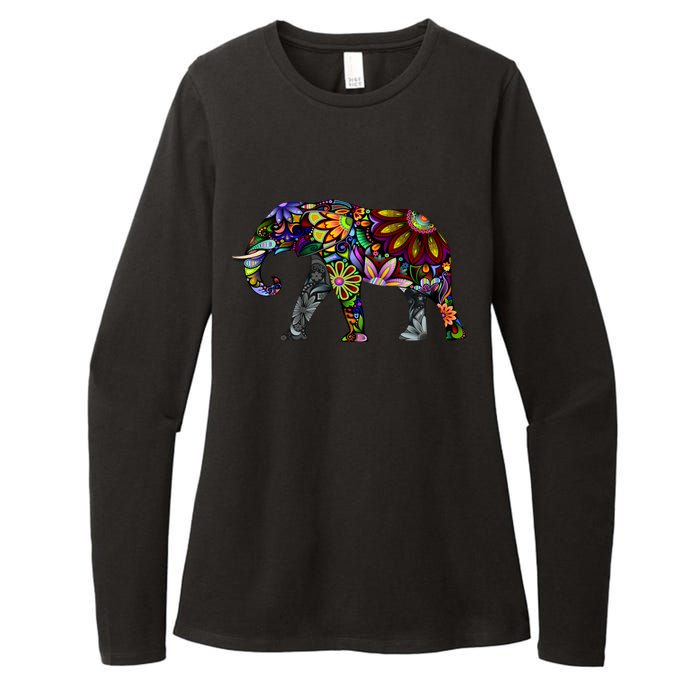 Cheerful Elephant Womens CVC Long Sleeve Shirt