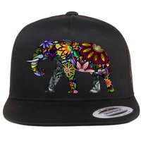 Cheerful Elephant Flat Bill Trucker Hat