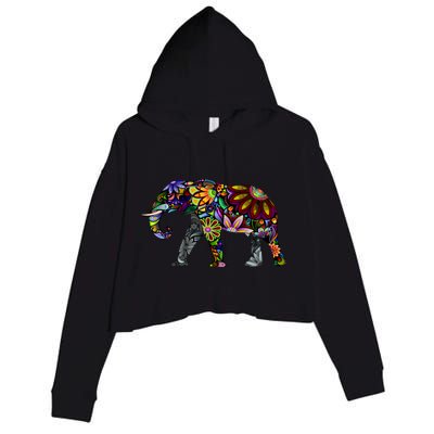 Cheerful Elephant Crop Fleece Hoodie