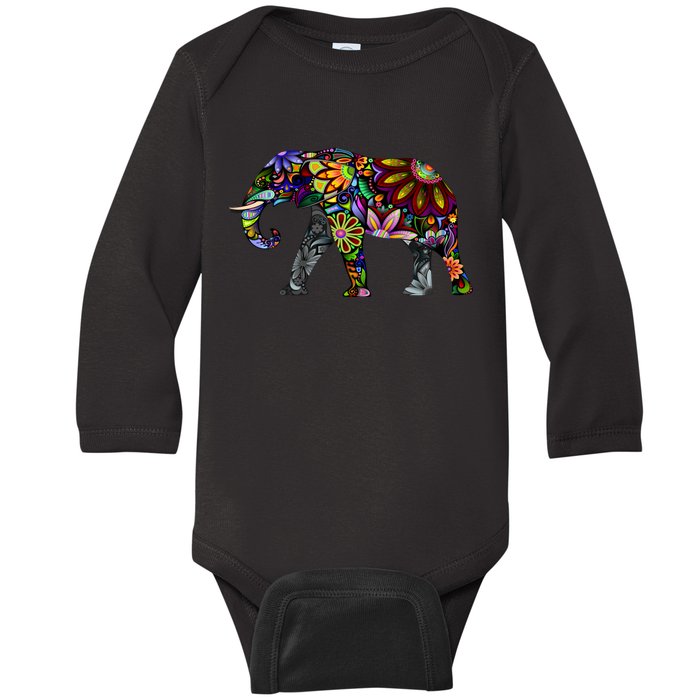 Cheerful Elephant Baby Long Sleeve Bodysuit