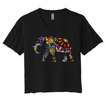 Cheerful Elephant Women's Crop Top Tee