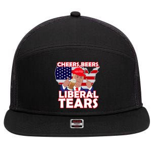 Cheers Beers Liberal Tears Pro Trump 7 Panel Mesh Trucker Snapback Hat