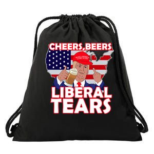 Cheers Beers Liberal Tears Pro Trump Drawstring Bag