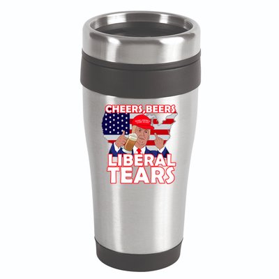 Cheers Beers Liberal Tears Pro Trump 16oz Travel Tumbler