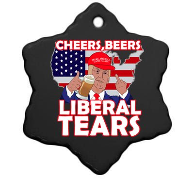 Cheers Beers Liberal Tears Pro Trump Ceramic Star Ornament