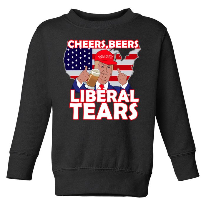 Cheers Beers Liberal Tears Pro Trump Toddler Sweatshirt