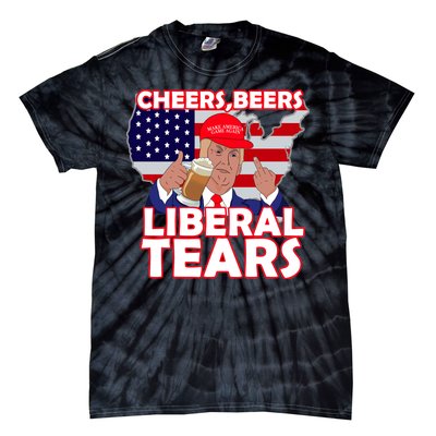 Cheers Beers Liberal Tears Pro Trump Tie-Dye T-Shirt