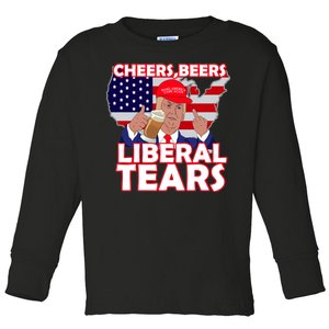 Cheers Beers Liberal Tears Pro Trump Toddler Long Sleeve Shirt