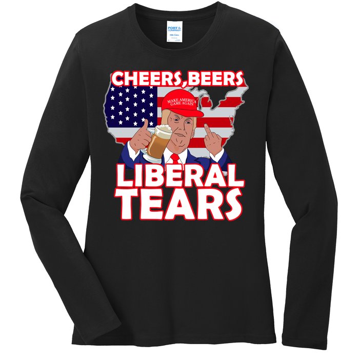 Cheers Beers Liberal Tears Pro Trump Ladies Long Sleeve Shirt