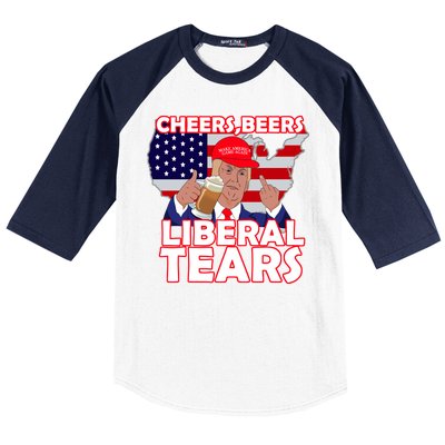 Cheers Beers Liberal Tears Pro Trump Baseball Sleeve Shirt