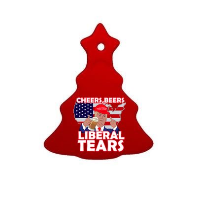 Cheers Beers Liberal Tears Pro Trump Ceramic Tree Ornament