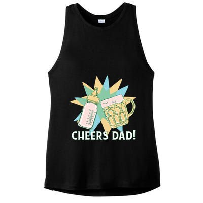 Cheers Dad Bottle And Beer Ladies PosiCharge Tri-Blend Wicking Tank