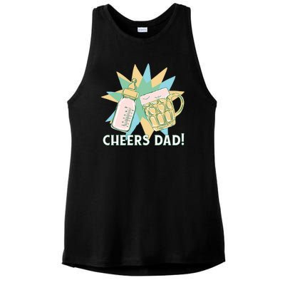 Cheers Dad Bottle And Beer Ladies PosiCharge Tri-Blend Wicking Tank