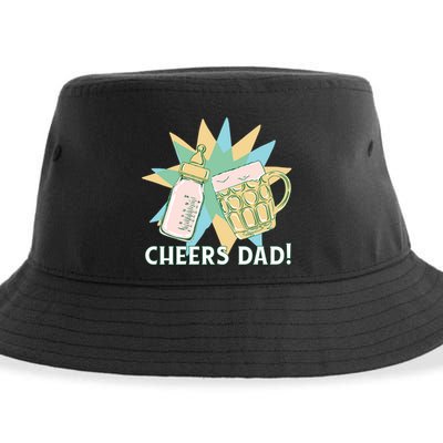Cheers Dad Bottle And Beer Sustainable Bucket Hat