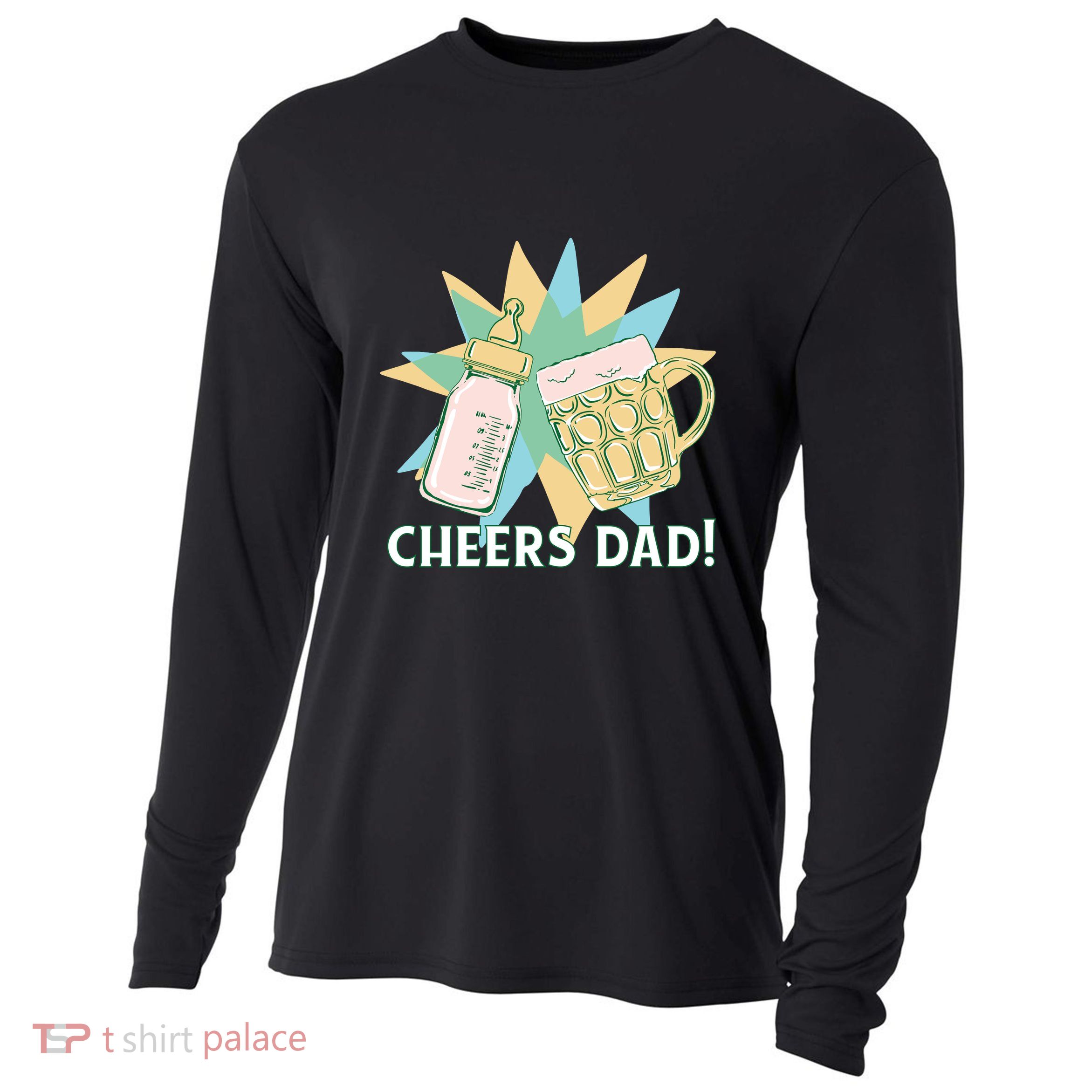 Cheers Dad Bottle And Beer Cooling Performance Long Sleeve Crew