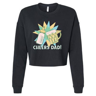 Cheers Dad Bottle And Beer Cropped Pullover Crew