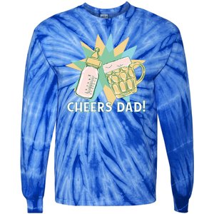 Cheers Dad Bottle And Beer Tie-Dye Long Sleeve Shirt