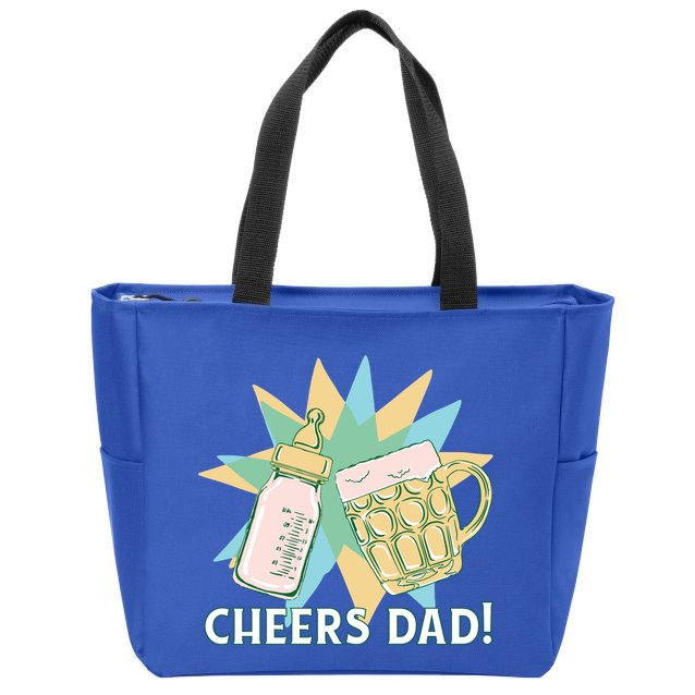 Cheers Dad Bottle And Beer Zip Tote Bag