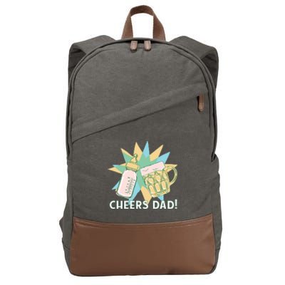 Cheers Dad Bottle And Beer Cotton Canvas Backpack