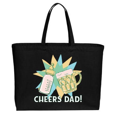 Cheers Dad Bottle And Beer Cotton Canvas Jumbo Tote