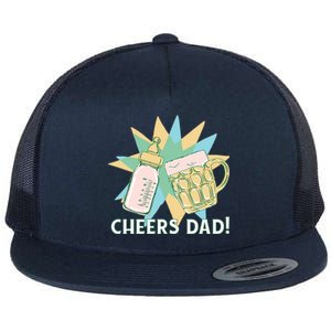 Cheers Dad Bottle And Beer Flat Bill Trucker Hat