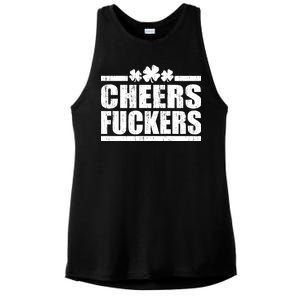 Cheers Fuckers Funny St. Patrick's Day Ladies PosiCharge Tri-Blend Wicking Tank