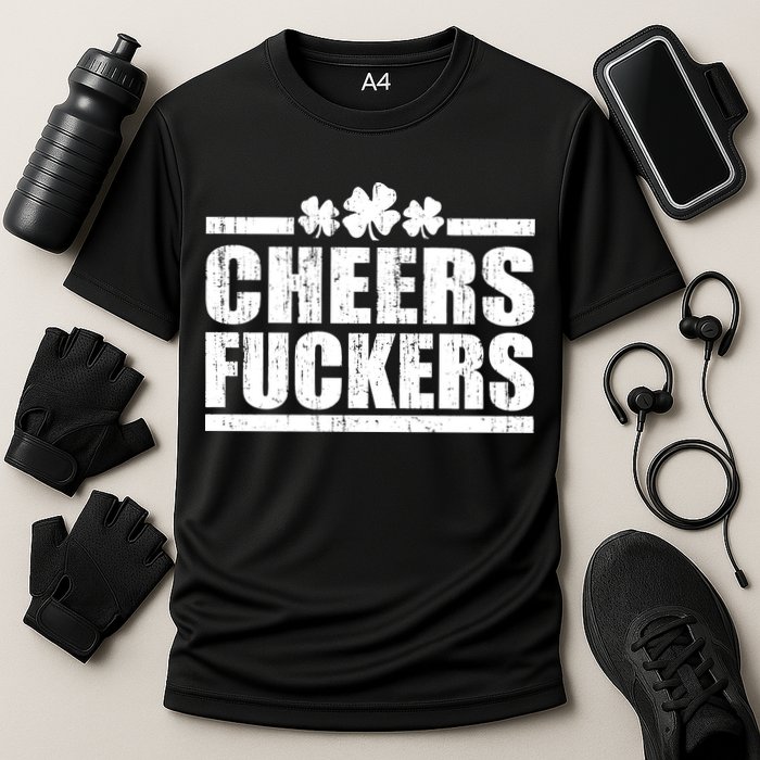 Cheers Fuckers Funny St. Patrick's Day Cooling Performance Crew T-Shirt