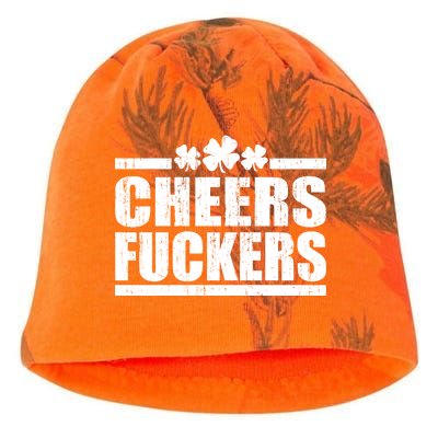 Cheers Fuckers Funny St. Patrick's Day Kati - Camo Knit Beanie