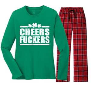 Cheers Fuckers Funny St. Patrick's Day Women's Long Sleeve Flannel Pajama Set 