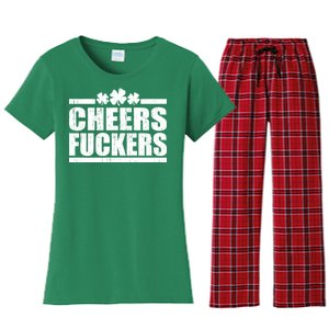 Cheers Fuckers Funny St. Patrick's Day Women's Flannel Pajama Set