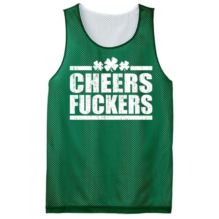 Cheers Fuckers Funny St. Patrick's Day Mesh Reversible Basketball Jersey Tank