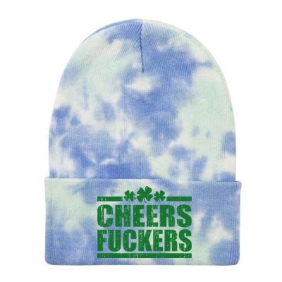 Cheers Fuckers Funny St. Patrick's Day Tie Dye 12in Knit Beanie