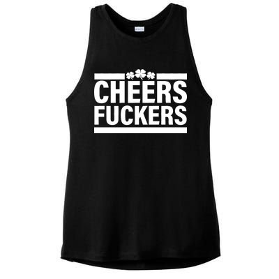 Cheers Fuckers Shamrock Ladies PosiCharge Tri-Blend Wicking Tank