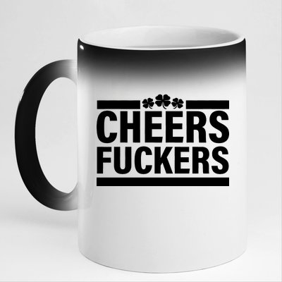 Cheers Fuckers Shamrock 11oz Black Color Changing Mug