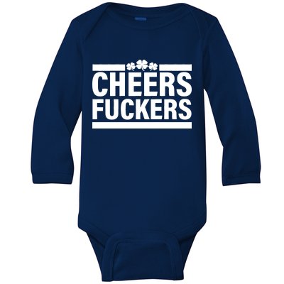 Cheers Fuckers Shamrock Baby Long Sleeve Bodysuit