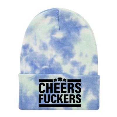 Cheers Fuckers Shamrock Tie Dye 12in Knit Beanie