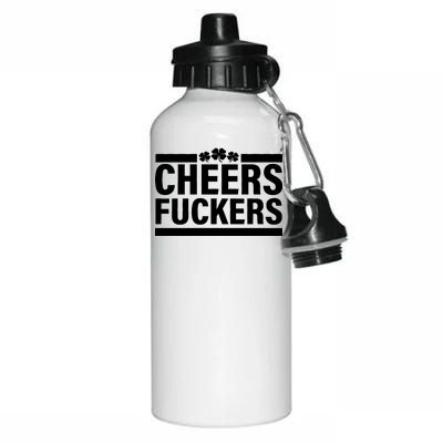 Cheers Fuckers Shamrock Aluminum Water Bottle