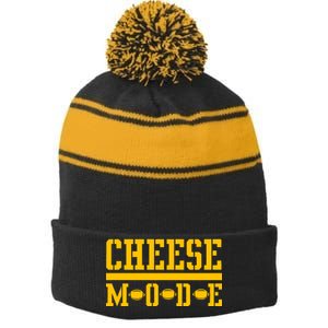 Cheese Mode Football Fan Stripe Pom Pom Beanie